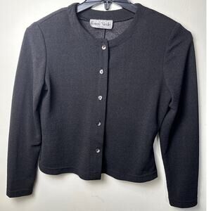 Vintage Ronni Nicole Cropped Black Cardigan Jacket Minimalist 80s